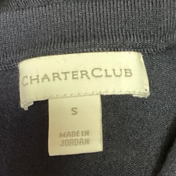 Charter Club Women's Blue Long Sleeve Crew Neck Button Up T-shirt Tee Top Sz M - Picture 3 of 4